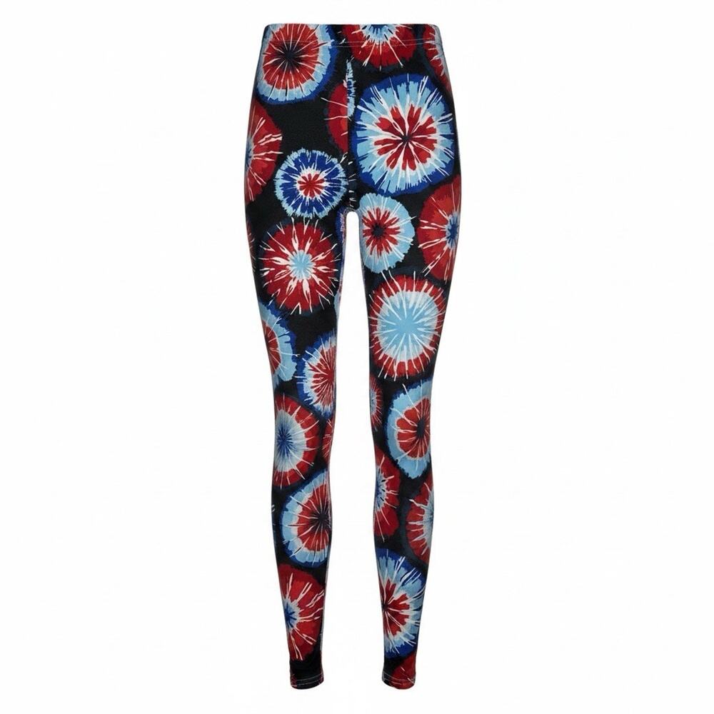 Two Left Feet Women's Patriotic Fireworks 4th of July Leggings Size S/M (4-10)